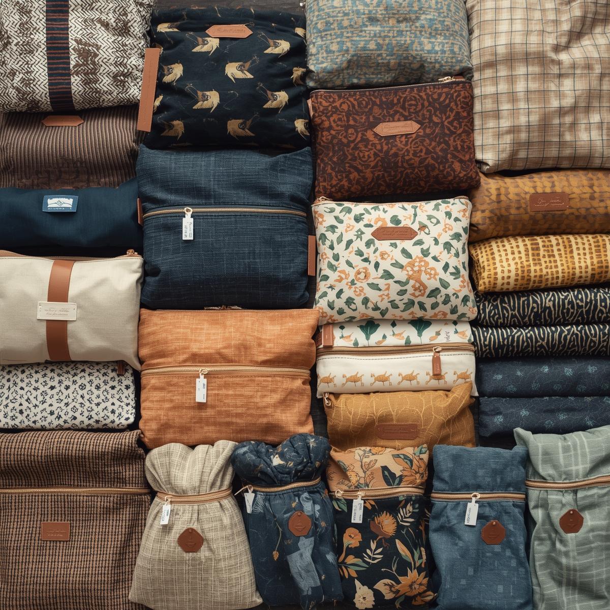 Zippered fabric pouch with custom branding by Vlixaroxghimnaxx